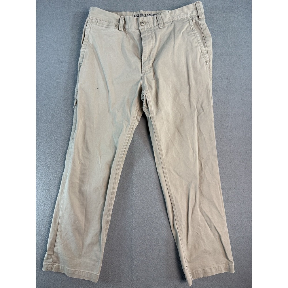 Duluth Trading Co Flex Ballroom Khakis Pants Mens 32x30 Beige Relaxed Fit Casual
